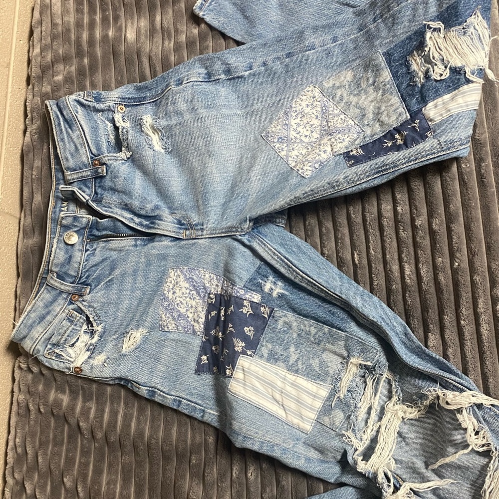 American Eagle Outfitters Blue Patchwork Jeans
